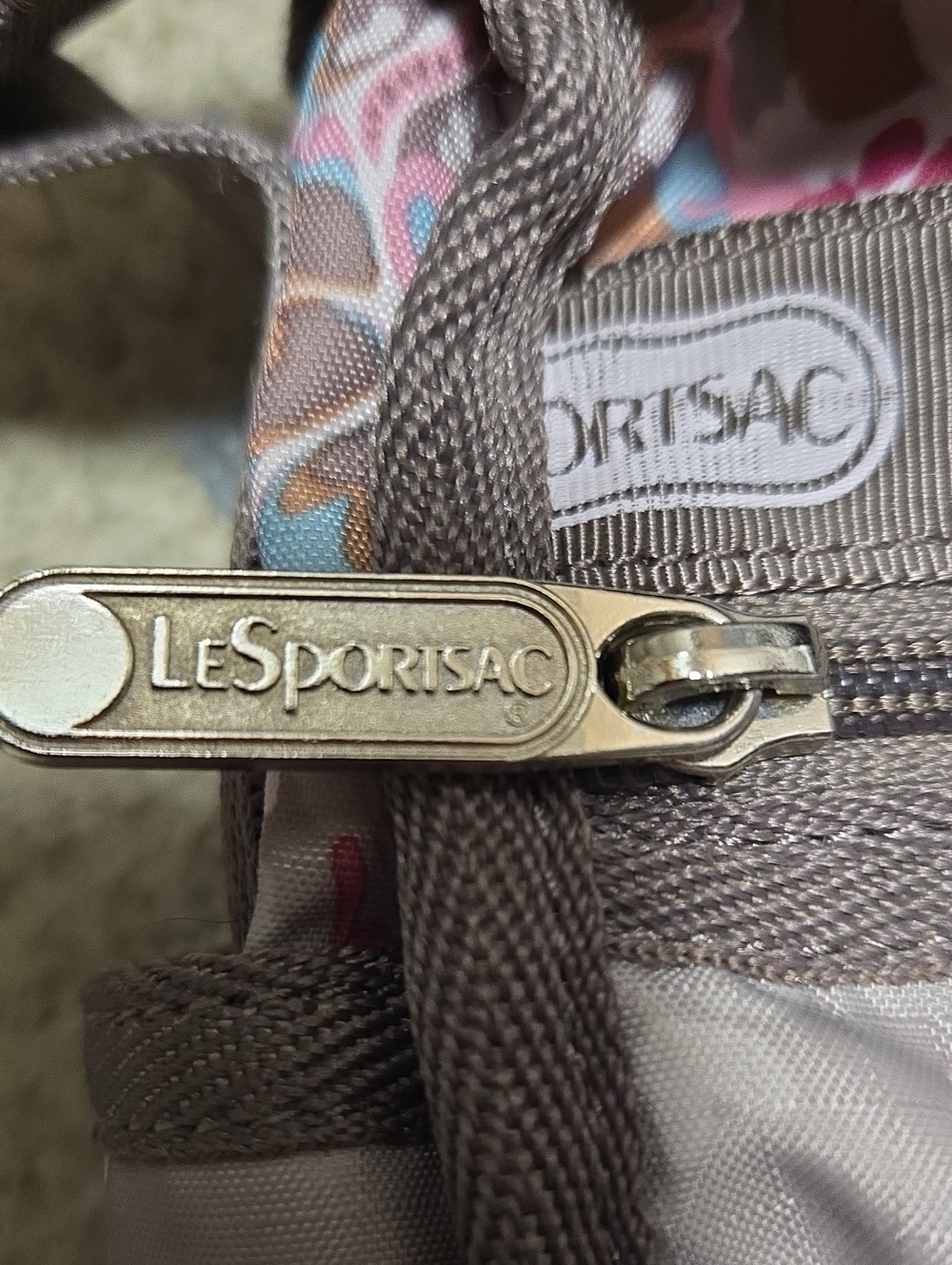 LeSportsac Taupe Floral Bag with Pink and Blue Accents - Picture 16 of 16